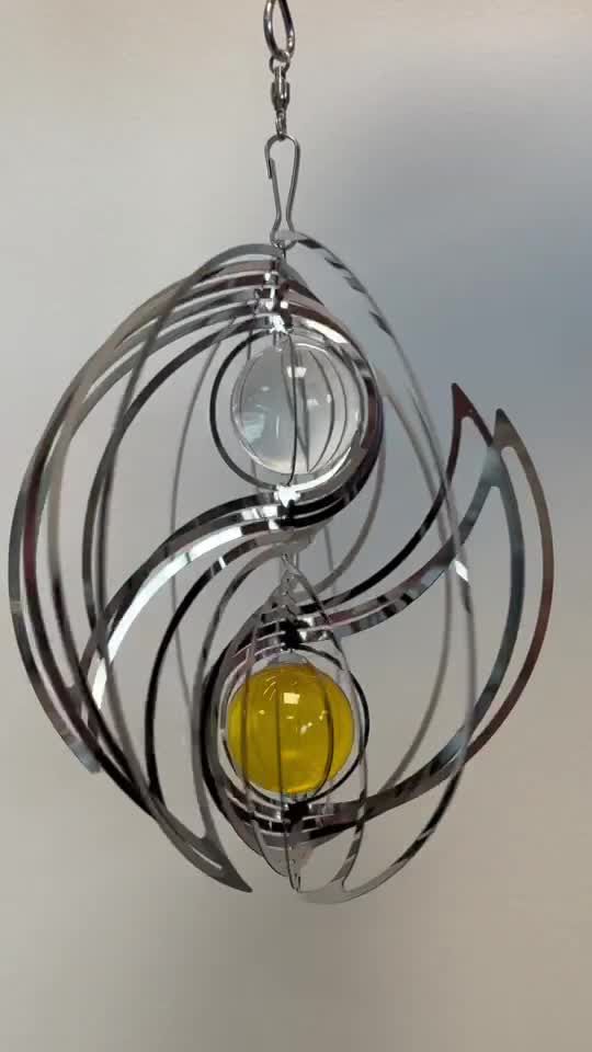 Carillon éolien 3D acier yin yang 15cm