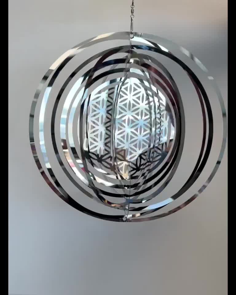 Carillon éolien 3D acier fleur de vie 15cm